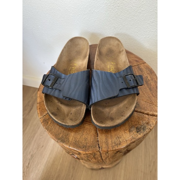 Birkenstock Papillio Madrid Sandals W7 M5 EU 38 Slip On Iridescent Blue Buckle - Picture 2 of 4